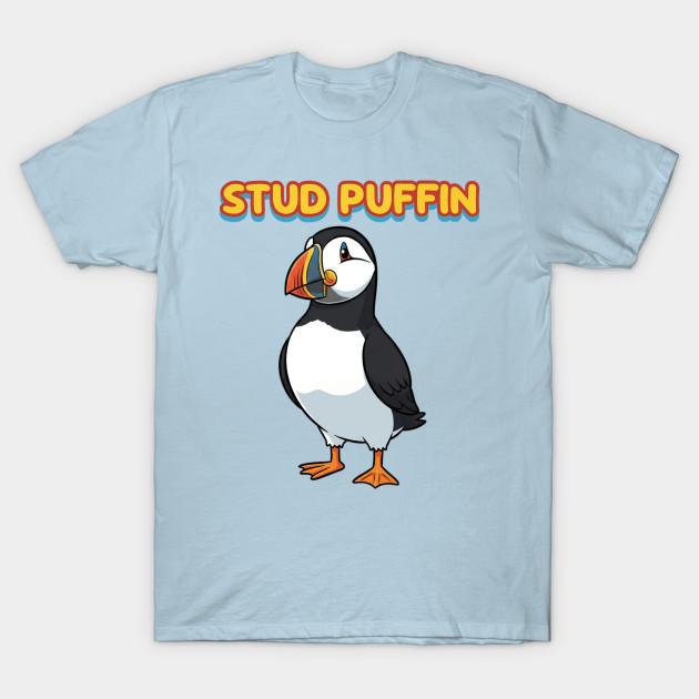 Men Black Print T-shirt Stud-Puffin-Bird No-Cut Transfer Paper Print Cotton Tshirt 2XL