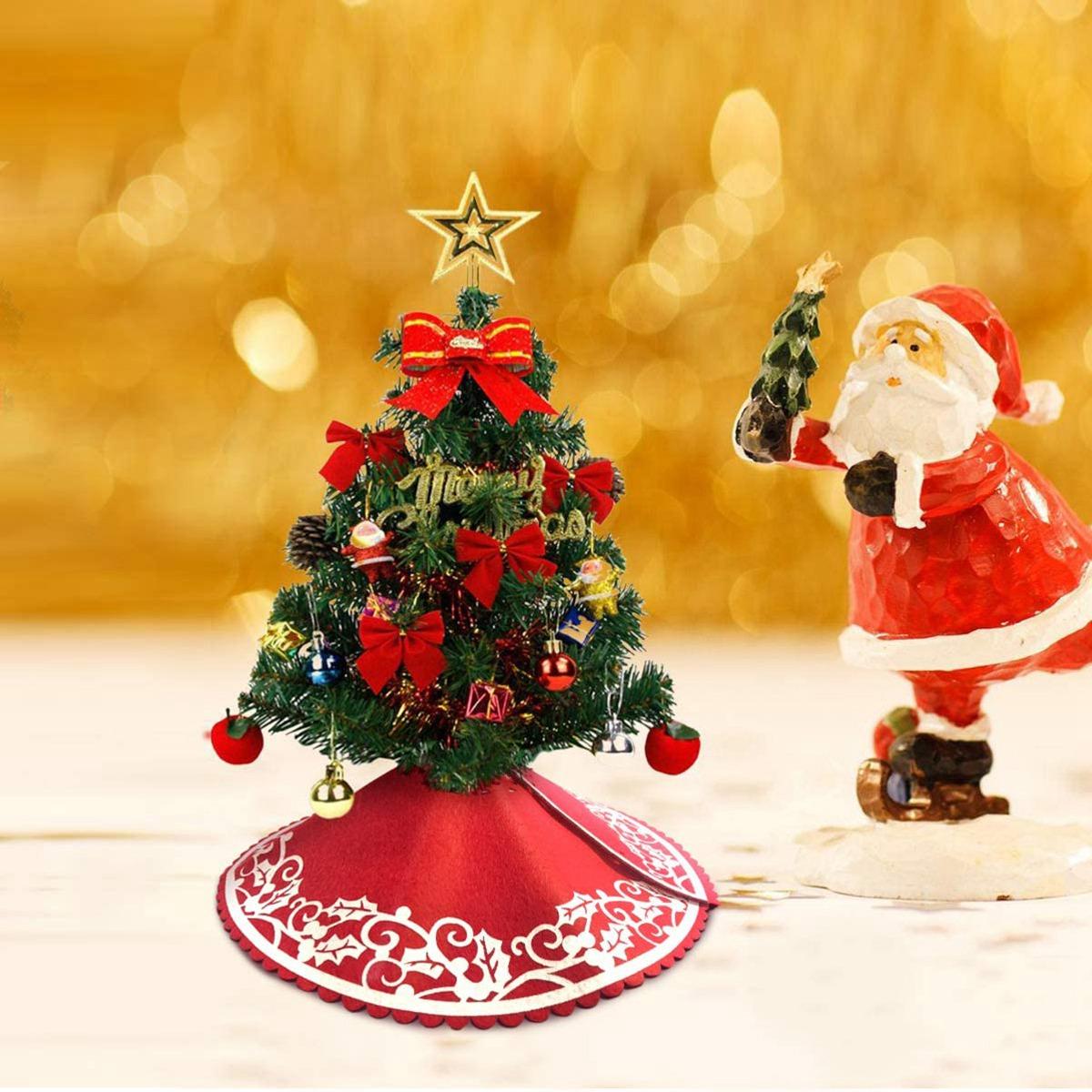 

BHBL 2 Pcs Christmas Tree Skirt - 12 Inches Mini Tree Skirt with Floral Border Pattern for New Year Party Xmas Decoration China Mainland