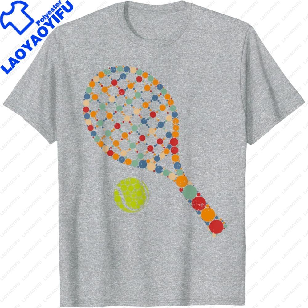 Retro Tennis Player  Ball with Polka Dots Happy Dot Day Boy TShirt Women Summer Tees Outdoor Sports Enthusiasts Clothes