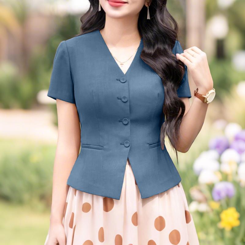 ZANZEA Women Summer V-Neck Short Sleeve Casual Blouse