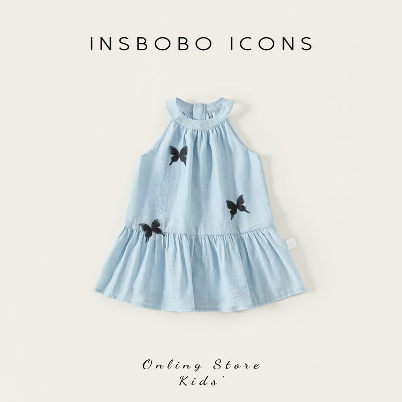 Летнее тонкое платье для девочек Insbobo, Платье с вырезом-халтер для девочек, Детское платье, Малыш 2026 Летний модный тренд Blue 80