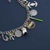 Classic Movie Wars Charm Bracelet with Alien Lightsaber Spaceship Pendant Cosplay Jewelry Gift for Men
