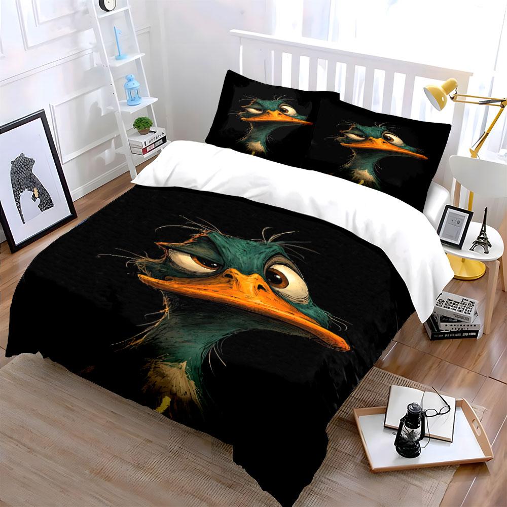 Cartoon green duck illustration. Bedding sets Duvet cover sets Duvet covers Pillowcases(1 * Duvet Cover 2 * Pillowcases, without duvet insert)