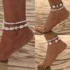 2-piece Bohemian Style Colorful Rope Woven Shell Pearl Beach Women's Anklet Set