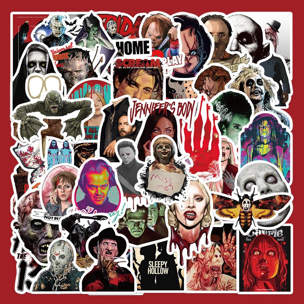 50 Pcs Horror Movie Combination Sticker Set Laptop Journal Phone Water Bottle Decoration