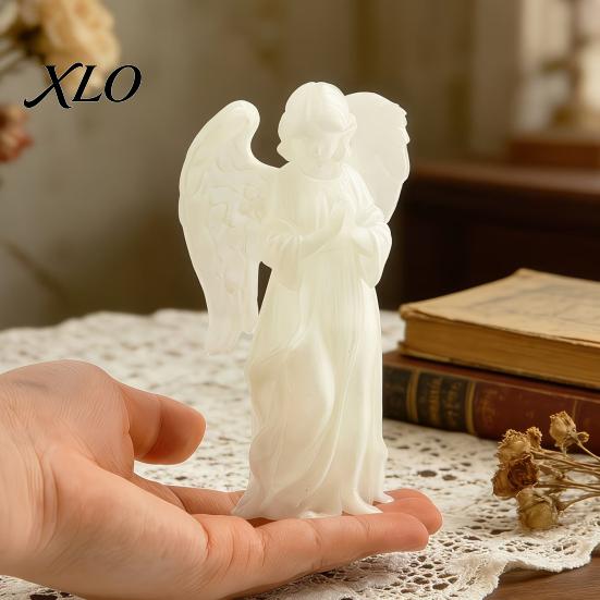 Glow-in-the-dark Angel Glow?in?the?Dark Praying Figurine, Luminous Guardian Statue, 3D Printed Delicate Wings Figurine Desktop Ornament