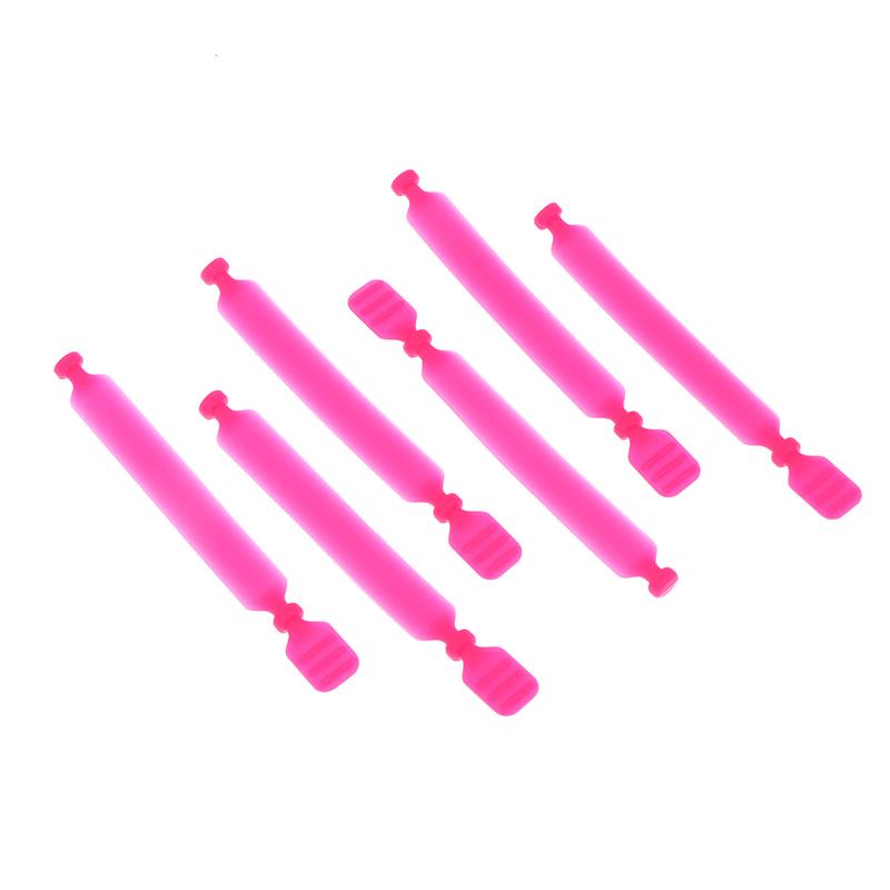 30Pcs Rose Red Perm Silicone Band Heat Resistant Traceless Digital Cold Rods Fixing Tools Hair Rod Clip Accessory Elastic