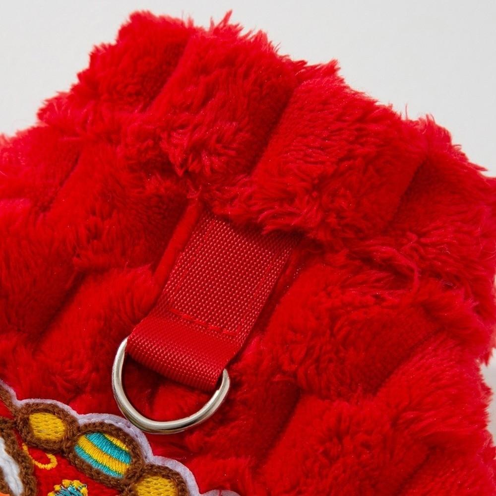 Warm Red Color Pet Vest Embroidered Fluffy Cat Coat Red Thickened Fleece Cat Vest Puppy Dogs