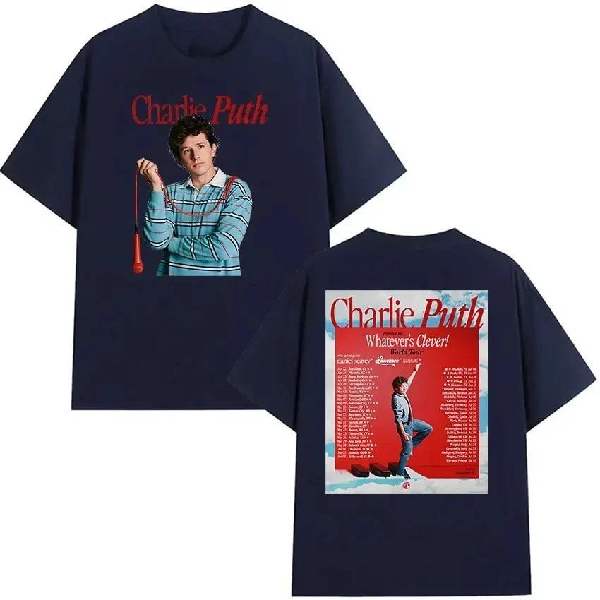 Charlie Puth Whatevers Clever 2026 World Tour Maglietta Stampata Unisex Moda Retro Cotone Puro Manica Corta Maglietta