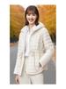 Women's Tie-Waist Hooded Down Jacket - Long Sleeve, Loose Fit, Lightweight, White Duck Down Outerwear 2025