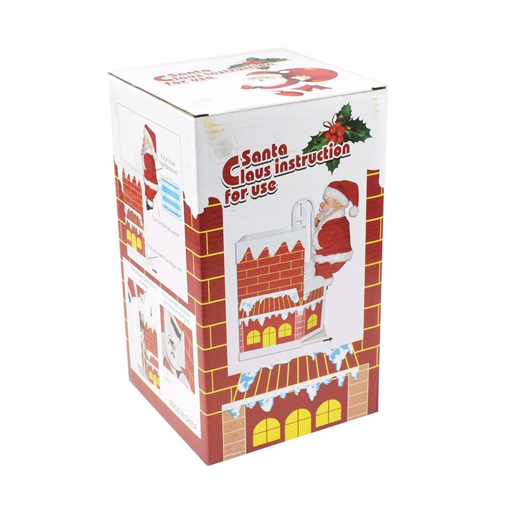 Electric Santa Claus Climbing Down And Down Chimney Xmas Santa Toy Battery Operated Music Doll Christmas Ornament Gift For Kids No Battery