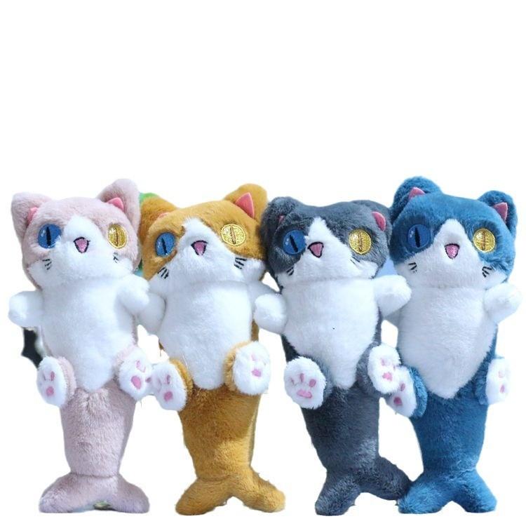 Adorable Plush Mermaid Cat Keychain Cartoon Stuffed Animal Pendant For Bags