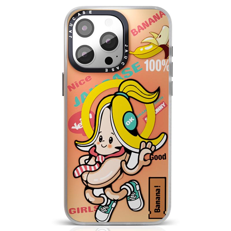 

JAUCASE For iPhone 15 Pro Magnetic Case Cute Pattern PC+TPU Phone Cover Matte Finish Banana Baby