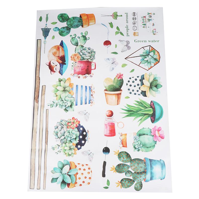 Cactus Potted Living Room Bedroom Tv Background Self-Adhesive Wall Stickers