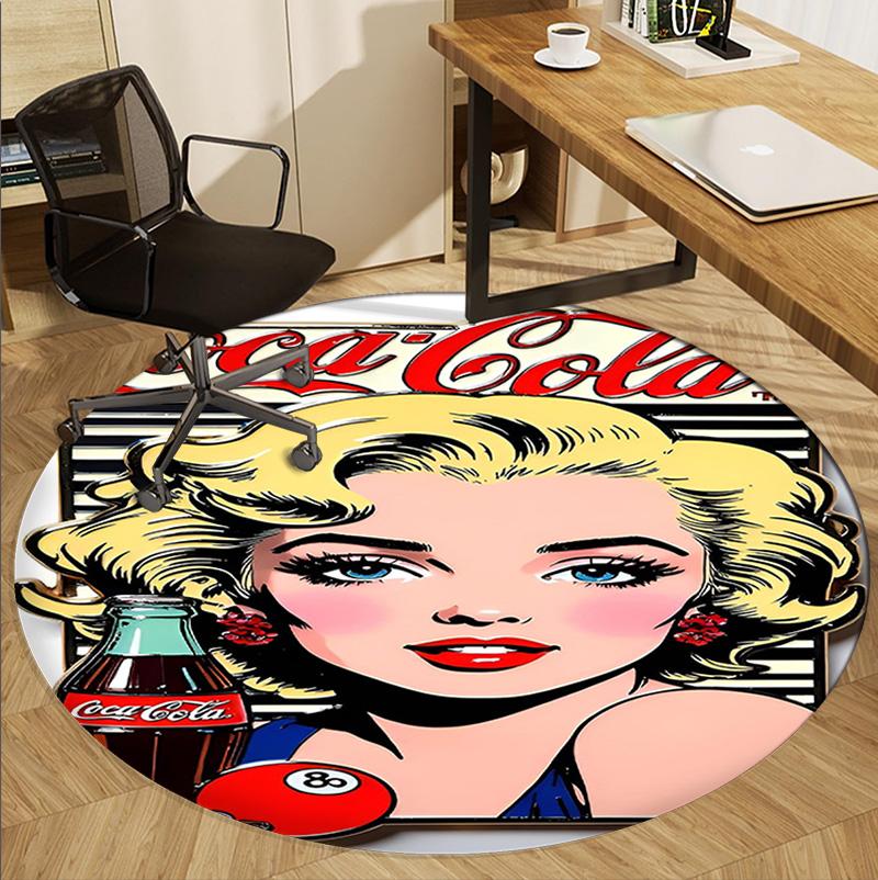 Runder Teppich mit Marilyn Monroe Muster, Innen-/Außenmatte, für Picknick, Spielzimmer, Schlafzimmer, Büro, Wohnzimmer, Heimdeko Teppich, Geburtstagsgeschenk