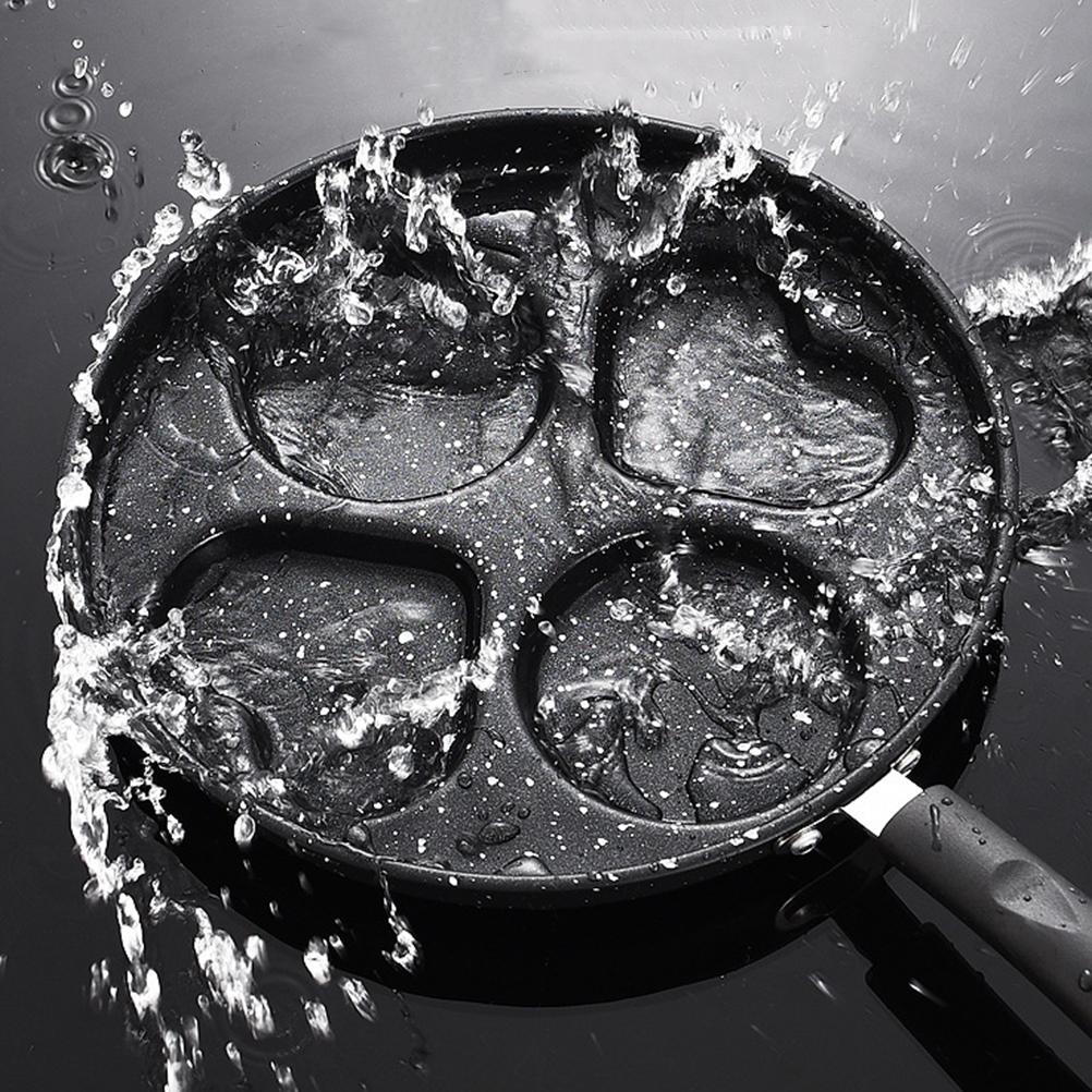 3/4Hole Heart Frying Egg Pot Pan Round Breakfast Maker Anti-scalding Handle Non-stick Cooking Egg Burger Steak Pans Home Tools