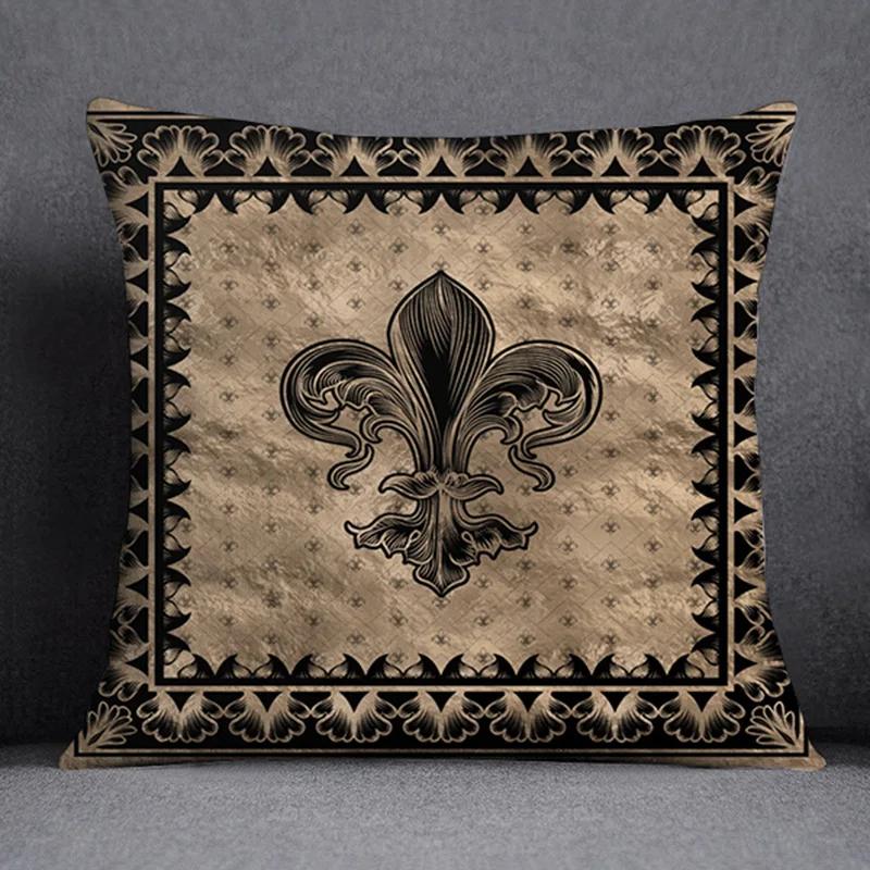 Funda de Almohada de Felpa con Estampado Floral Étnico de Lujo Funda para Cojines de Sofá Geométricos Vintage Europeos Cojines Decorativos para Hogar y Oficina