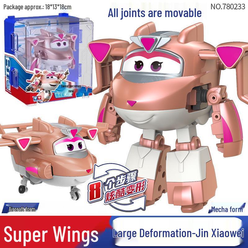 

Трансформирующийся робот Джин Сяовэй из мультсериала Super Wings с прозрачным ангаром