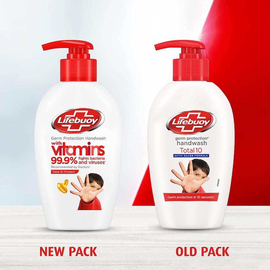 LIFEBUOY Total 10 Active Silver Formula Hand Wash 190 Ml | Advanced Germ Protection And Family Hygiene Solution