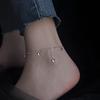 Real 925 Silver Mini Heart Tassel Anklet For Women Classic Fine Jewelry Summer Ocean Accessories
