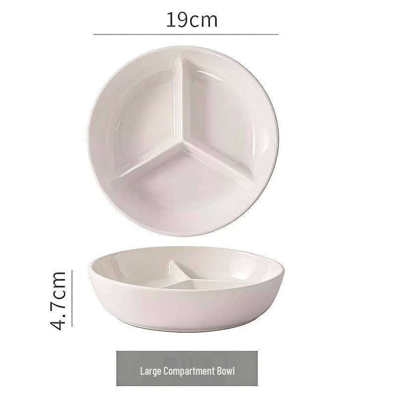 Round Ceramic 3-Compartment Plate for Snacks and Meal Prep