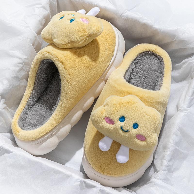 Bow cotton slippers winter 2025 new indoor home thick bottom non-slip piled warm plush slippers