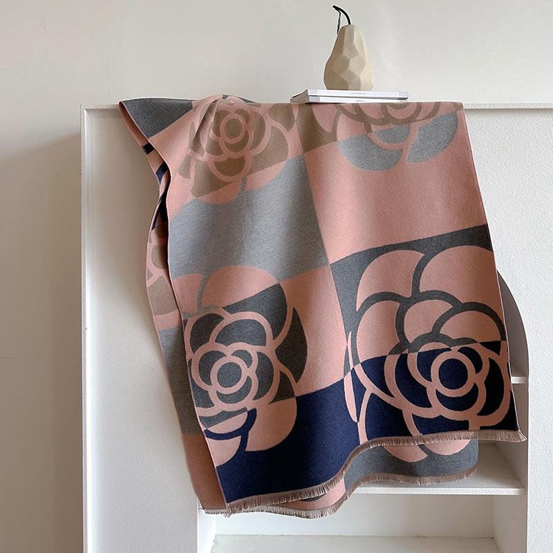 Luxury Brand Winter Shawl Wraps Imitation Cashmere Scarf for Women Thick Blanket Stoles Warm Echarpe Pashmina 2023 New