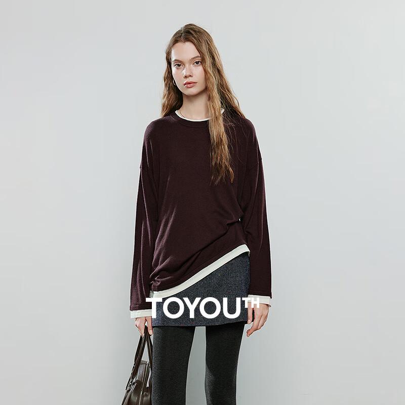 

Chuyu Women s Faux Two-Piece Contrast Knit Top M