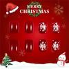 24 Pieces Short Square Glittering French Tip Press On Nail with Snowflake Designs for Christmas and New Year