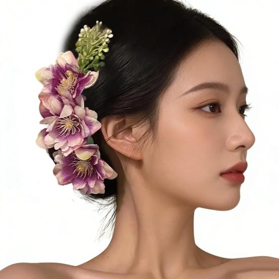Hairpin 3D Artificial Flower Decor Hair Comb Easy To Wear Broken Hair Fixer Outdoor Travel Hair Stick Hair