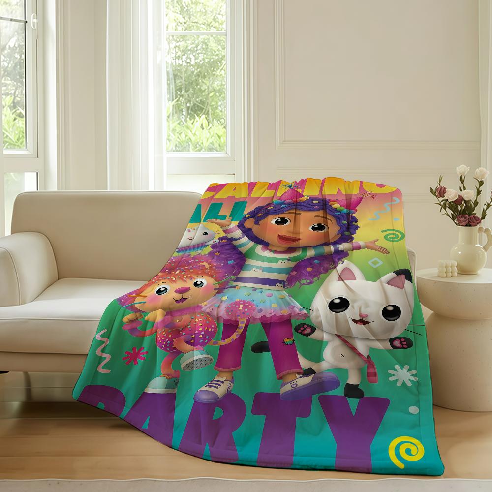 Cartoon G Gabby's Dollhouse Blanket For Sofa Office Bed Plane Travel Sleep Read Relax Camping Soft And Warm