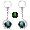Luminous Zodiac Double-Sided Rotating Pendant Keychain for Couples - European & American Creative Design.