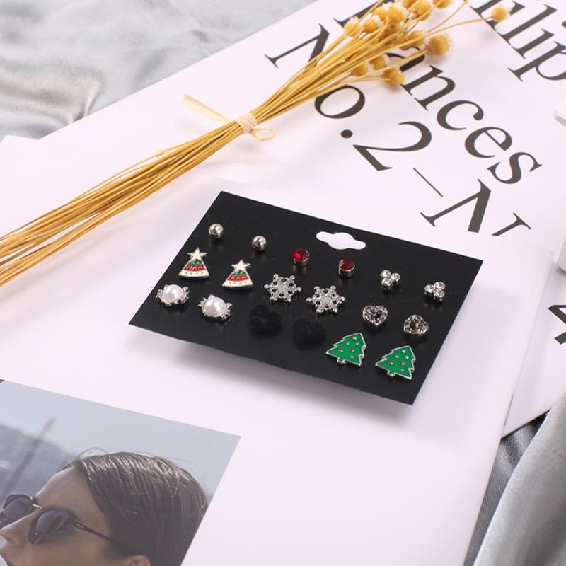 

Серьги-пусеты, рождественская серия, снежинка, рождественская шапка, сплав, модные, простые, для женщин разноцветный