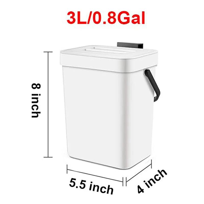 Portable Small Plastic Trash Can for Kitchen,Hanging Trash Can with Lid Under Sink Food Waste Bin Mountable Garbage Can Bathroom