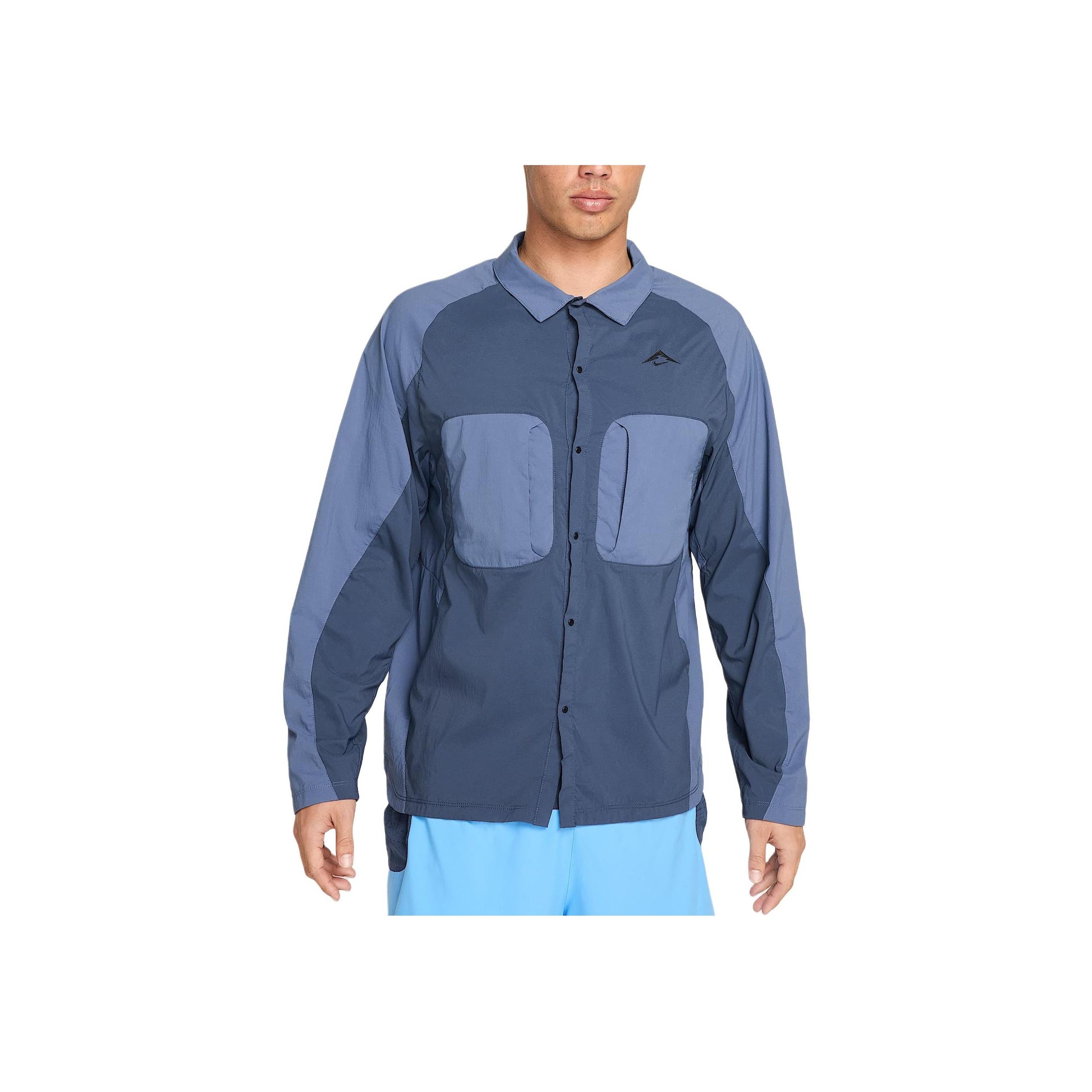 

Nike Trail Dry Fit Adv Uv Comfortable Casual Long Sleeve Shirt Men shirts Thunder-Blue Diffusion-Blue Black HJ5080-437 S