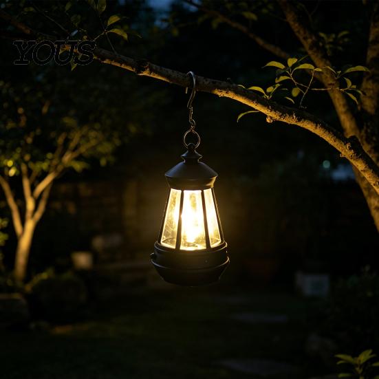 Solar Yard Lights Hanging Lantern, Retro Lantern Garden Lamp, Waterproof LED Outdoor Light for Backyard Porch Terrace Decor