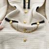 Autumn Women O Neck Long Sleeves Buttons Chain Pockets Knitted Sweater Dress Elegant Skinny Sheath Bodycon Dresses