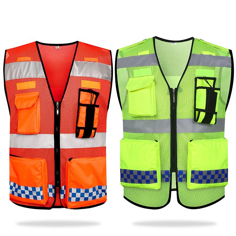 Work Pockets Reflective Vest Running Gear High Visibility Safety Vest for Night Cycling