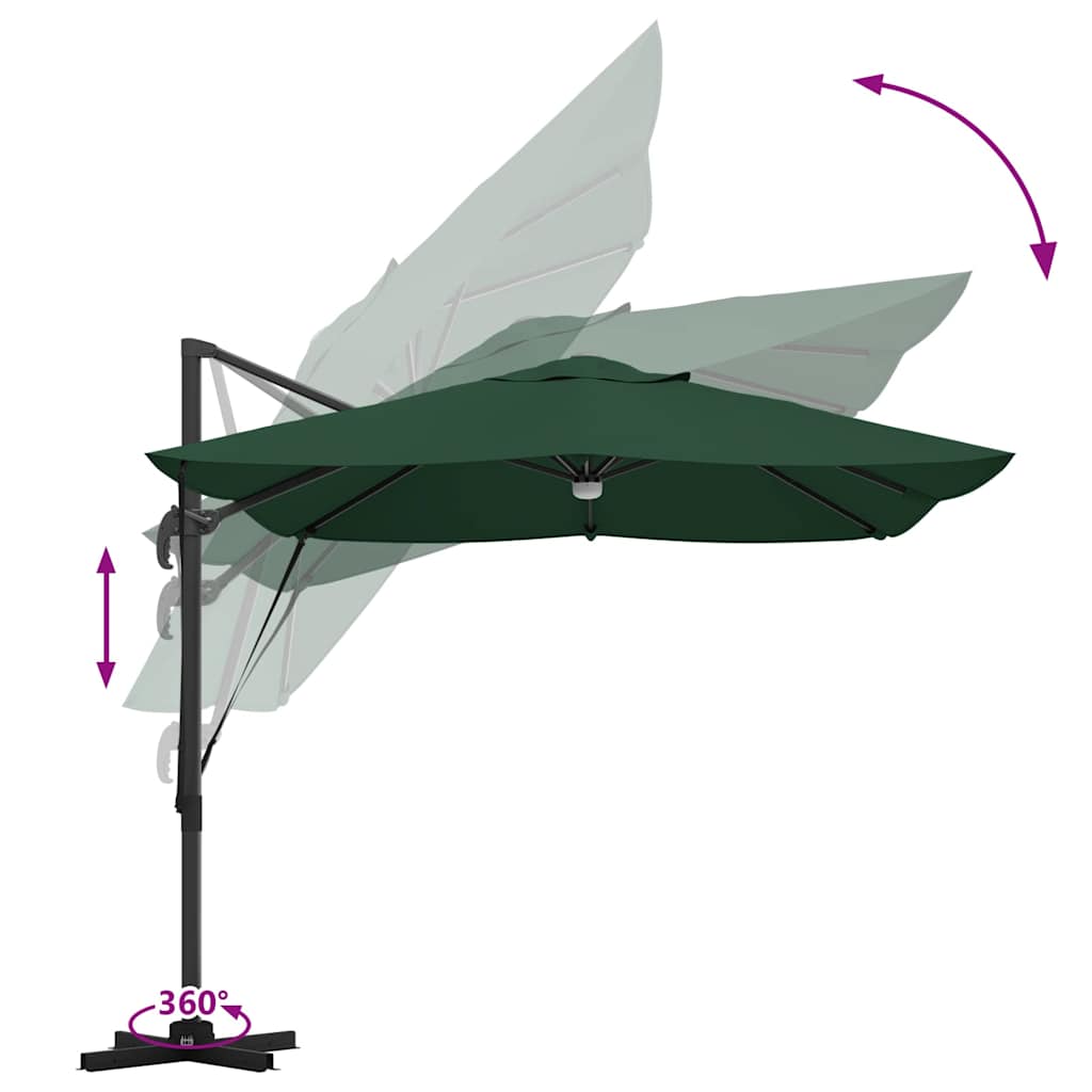 Green Sun Umbrella 351 x 250 x 253 cm Polyester and Aluminum