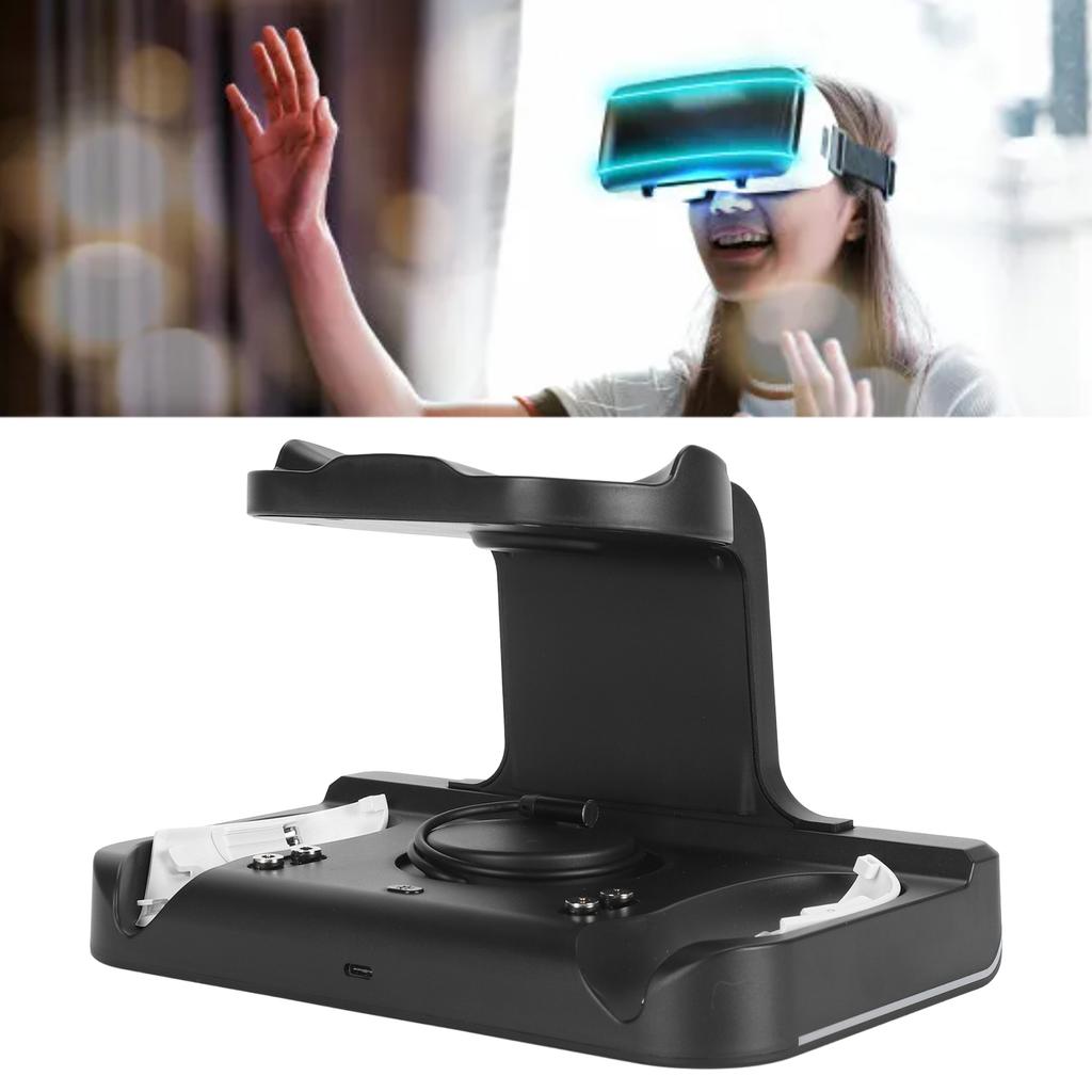 VR Charging Station USB C Fast Charging Multiple Prevention with 2 Rechargble Batteries VR Hdset Controller Charging Dock for   3