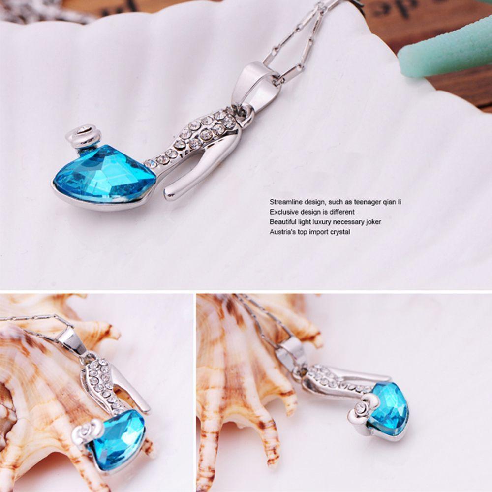 Lovers Elegant Glass Romantic Jewelry Shoe Fantasy Lady Cinderella Gift Statement Women Heel Pendant Crystal High Necklace