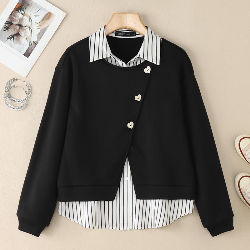 ZANZEA Women Patchwork Casual Turn Down Collar Long Sleeve Pullover Tops Autumn