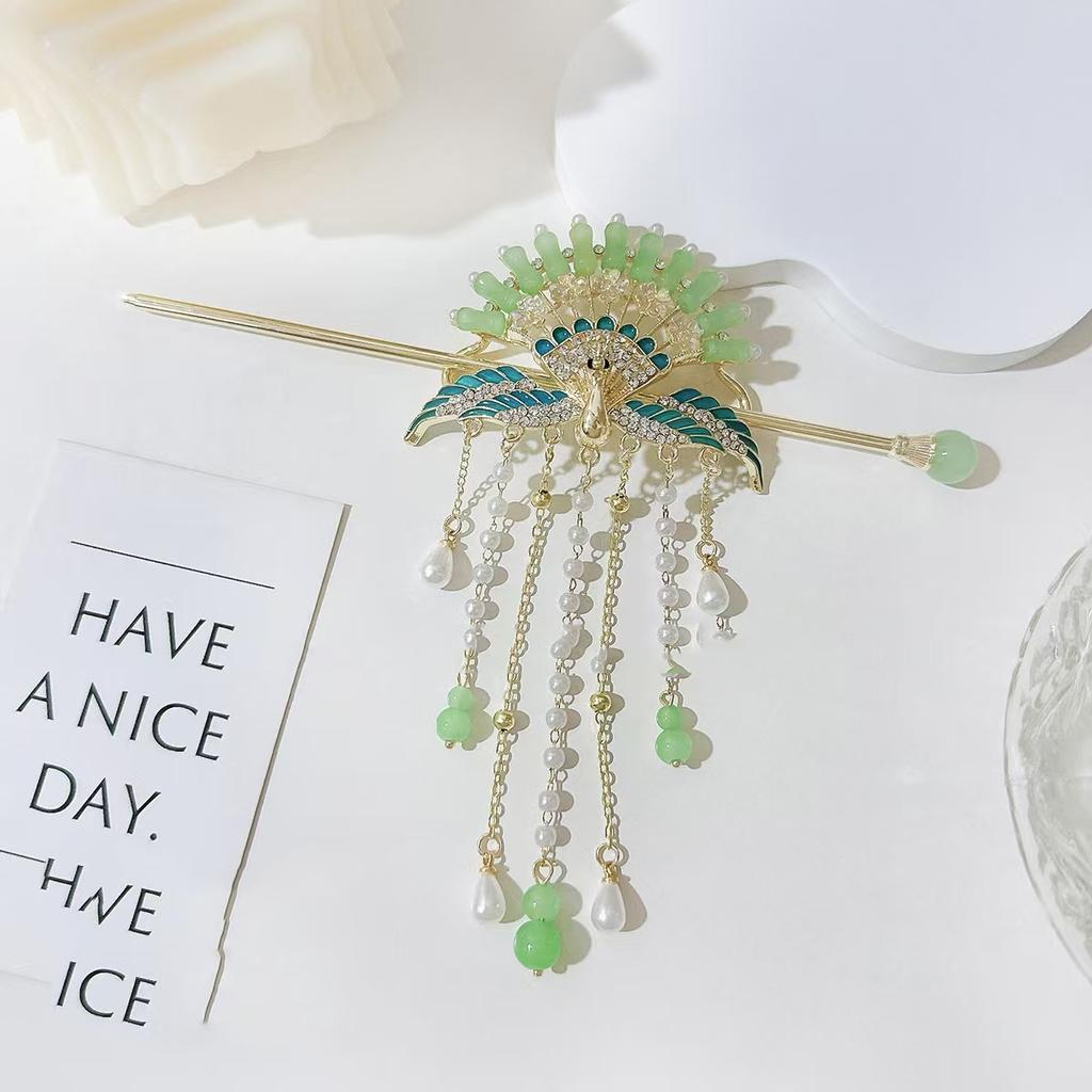 1pc Retro Chinese Butterfly Hairpin Elegant Resin Tassel Luxury Hairpin Suitable Festival Party Fashion Jewelry Hair Accessories