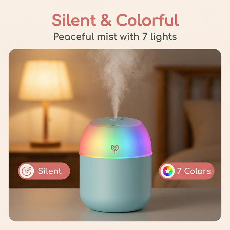 220ML Air Humidifier Cool Mist Aroma Diffuser LED Night Light Power-off Protect USB Humidificador For Home Office