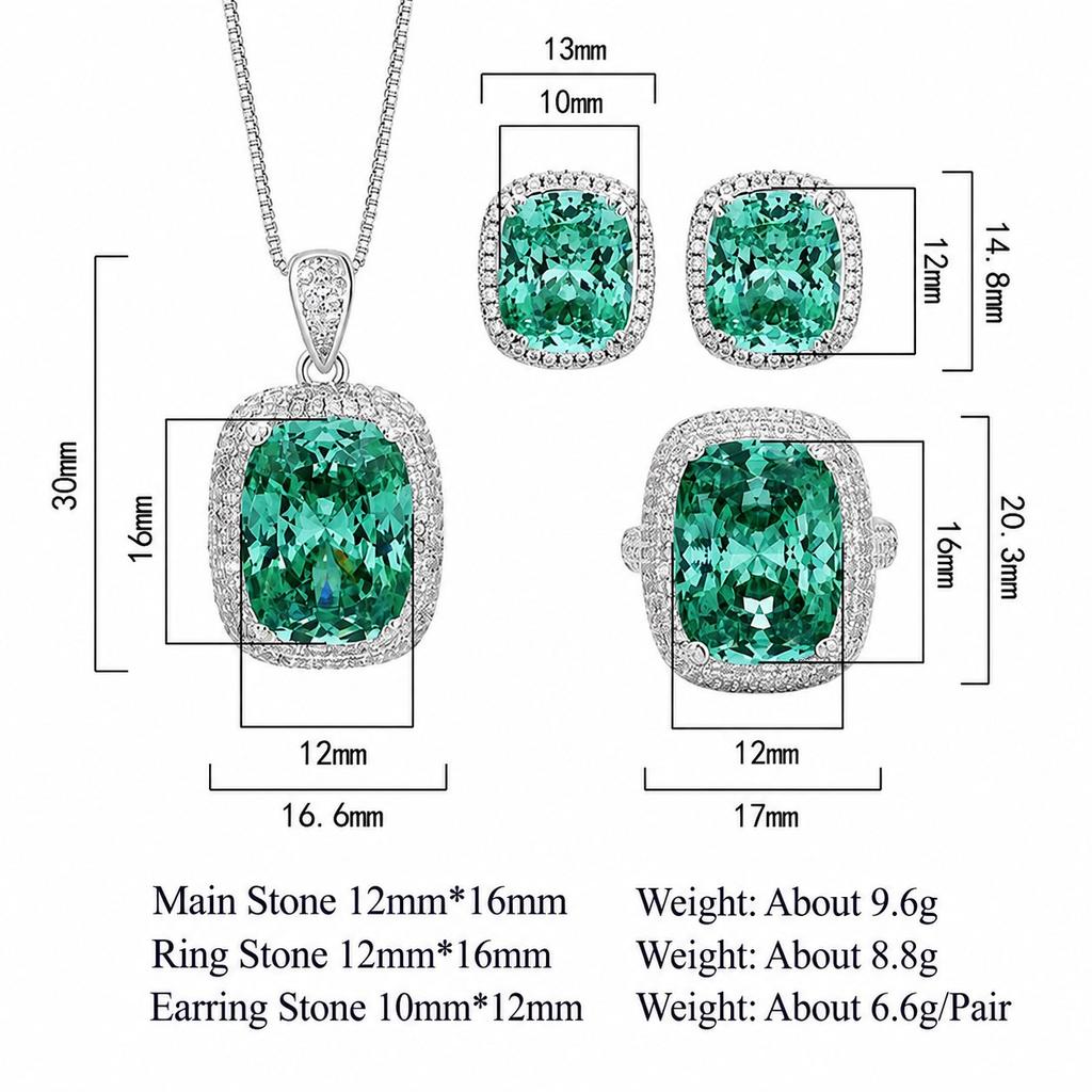 WNFU Women's Jewelry Set, Paraiba Green, Copper