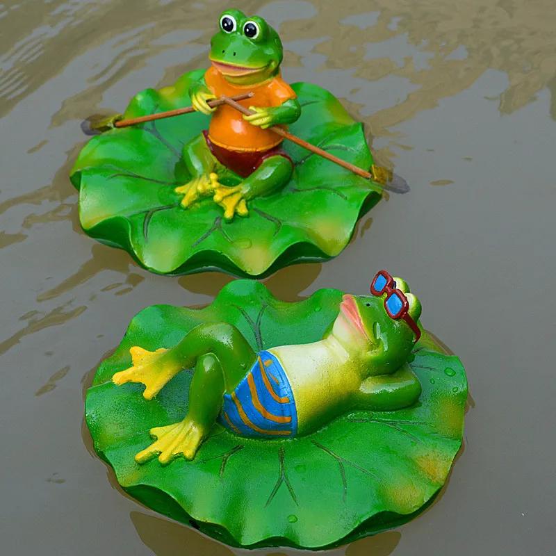 Resin Floating Frog Turtle Fish Pond Flowing Water Fountain Water Surface Lotus Flower Decoration Resin Crafts Floating Crafts