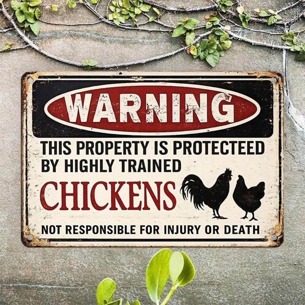 1PC Funny Chickens Tin Sign 8x12 Retro Farm Humor Metal Plaque for Coop Kitchen Wall Decor