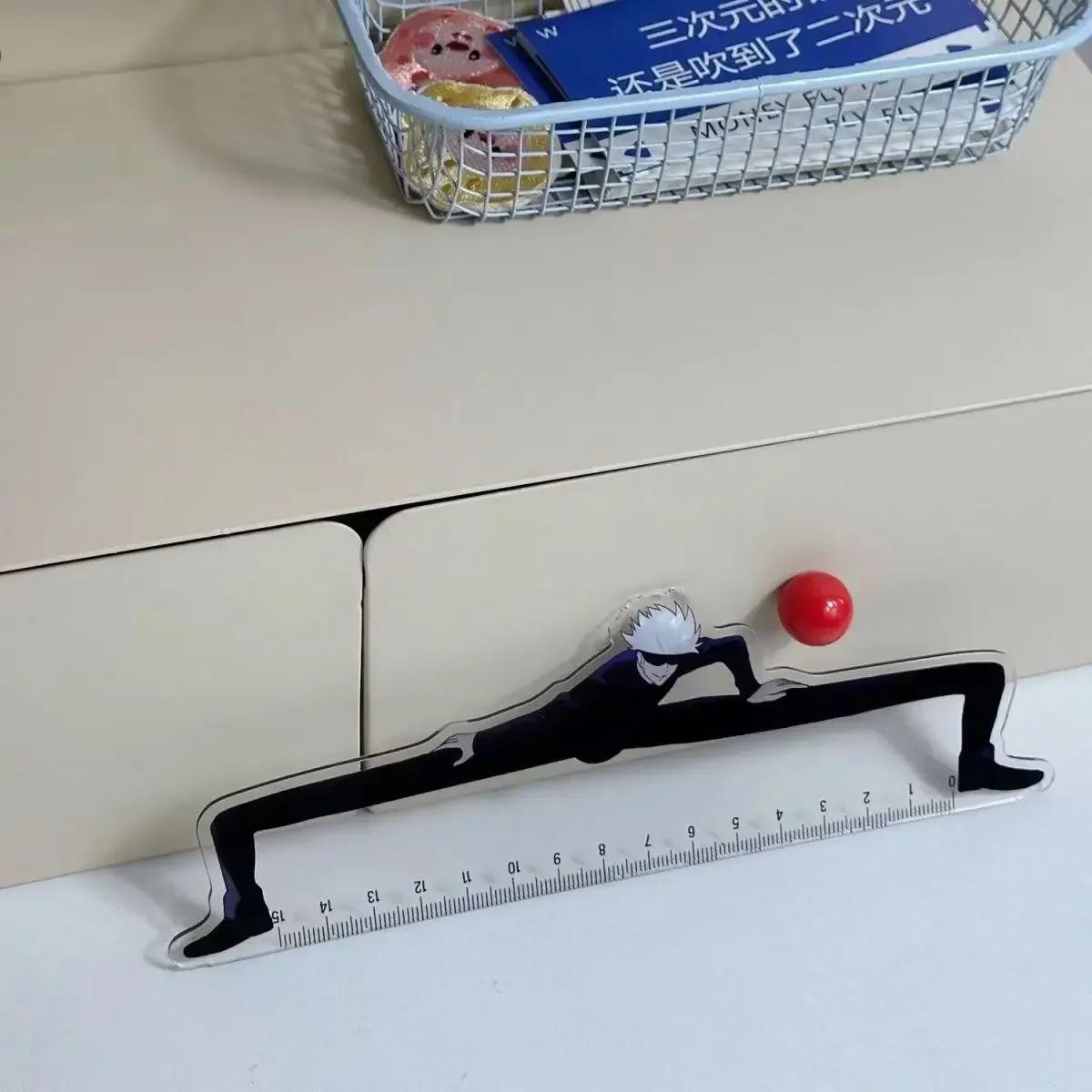 15cm Creative Satoru Gojo Ruler Figure Acrylic Clear Jujutsu Kaisen Figurine Gojo Satoru Straight Ruler Japanese Anime Decor