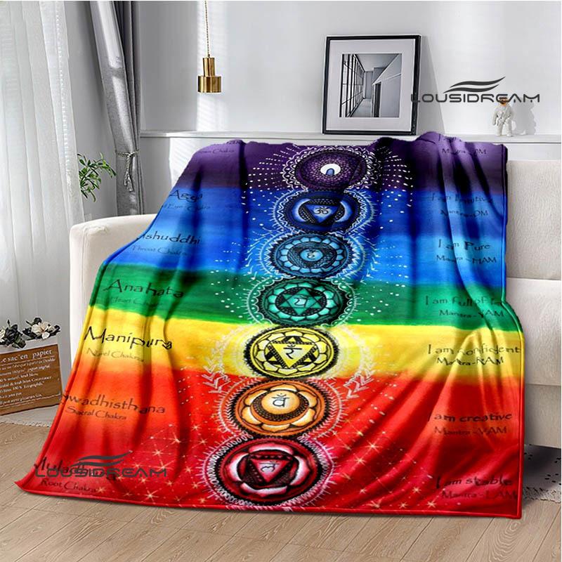 3D Chakra Printed Blankets Warm Flannel Blankets Soft and Comfortable Blanket Bed Linings Blankets for Beds Birthday Gift