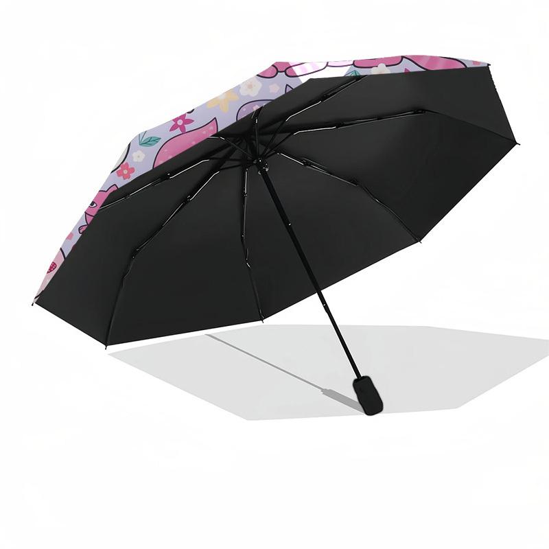 1pc Cats and Flowers Pattern Umbrella with Plastic Handle,Suitable for All Seasons UmbrellaPT527